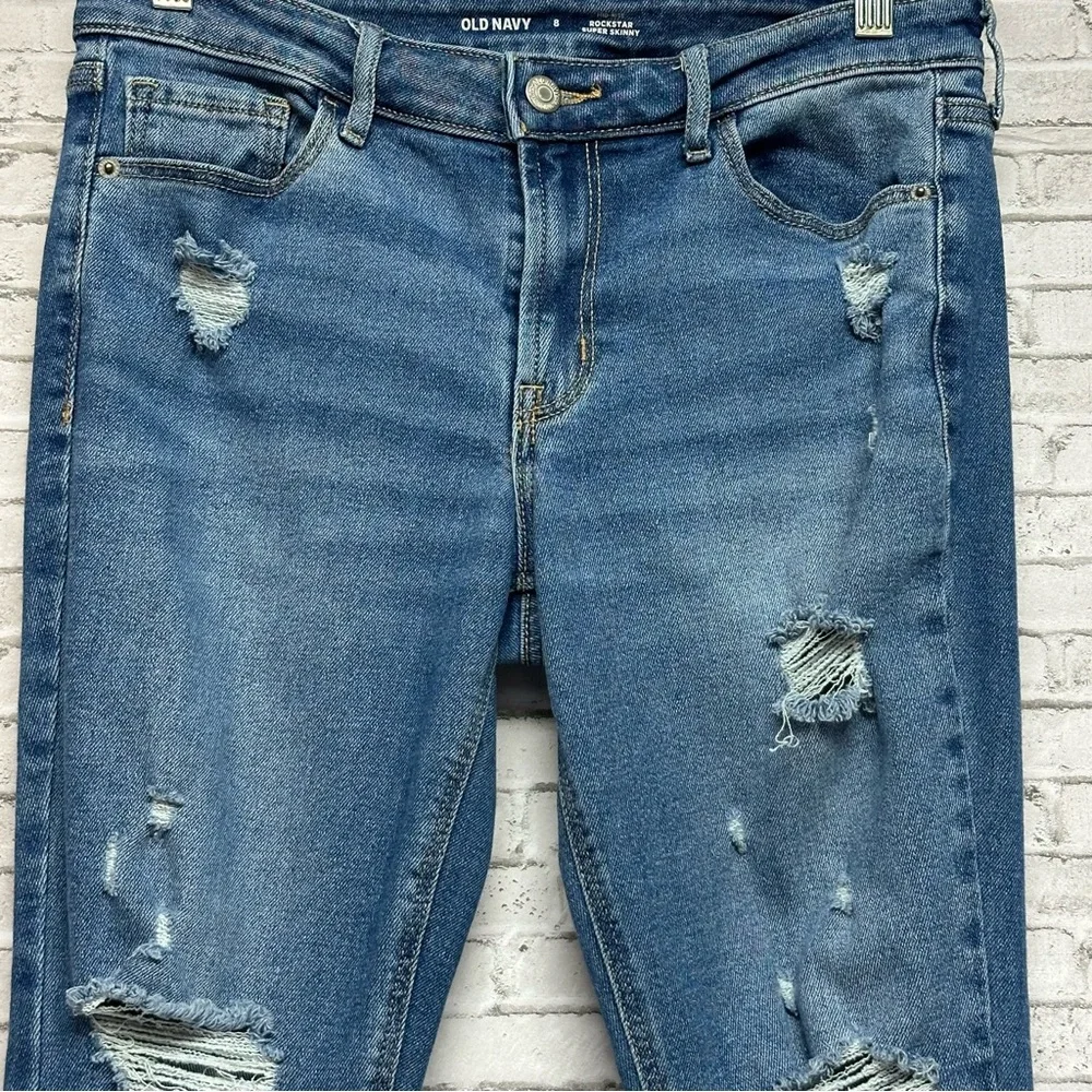 OLD NAVY ROCKSTAR SUPER SKINNY Women Size 8 Jeans Distressed Raw Hem
